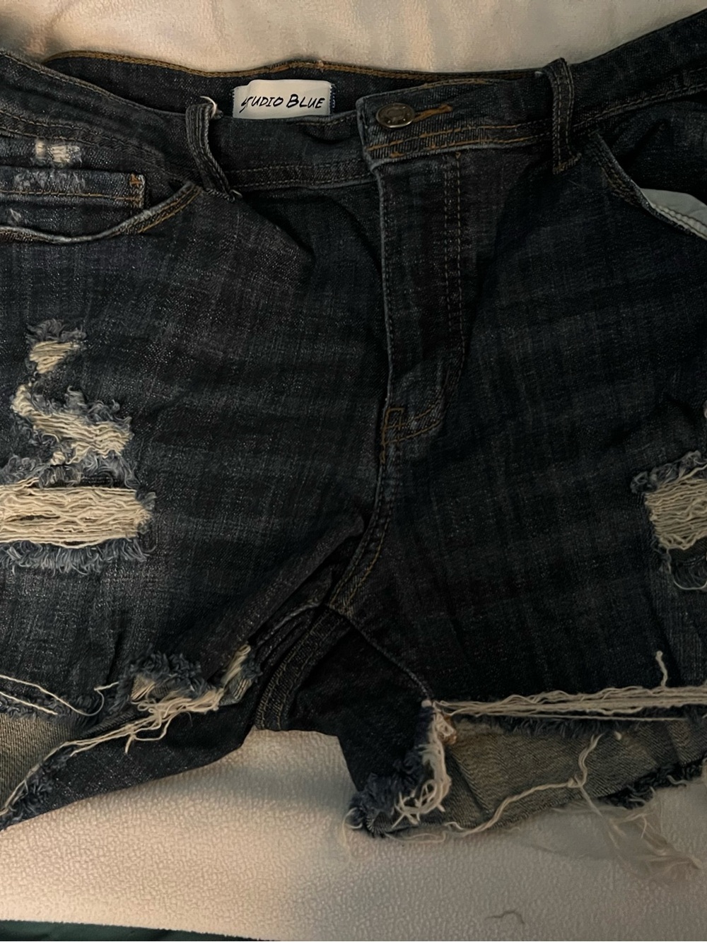 Studio Black Distressed Denim Jean Shorts